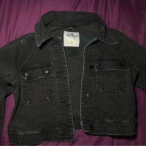 Black cropped denim jacket